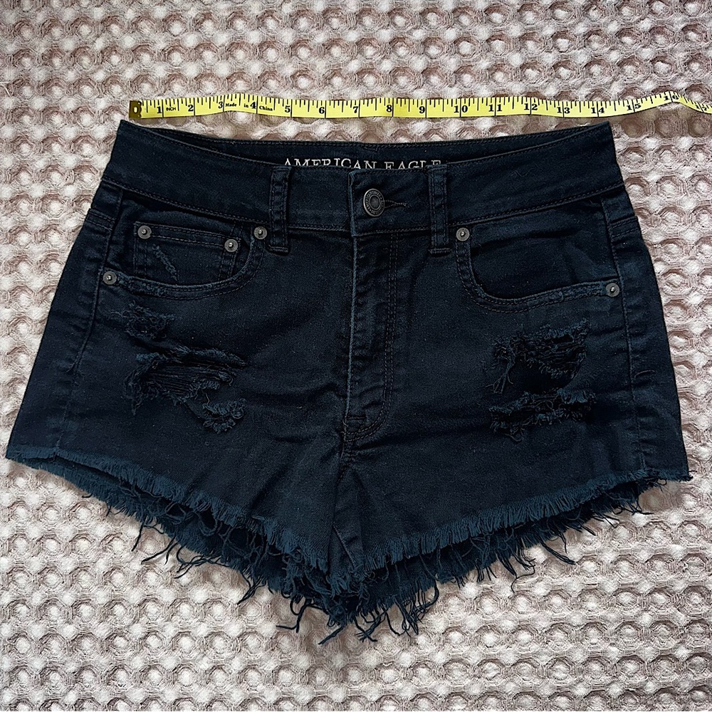 American Eagle Black Hi-Rise Festival Jean Shorts